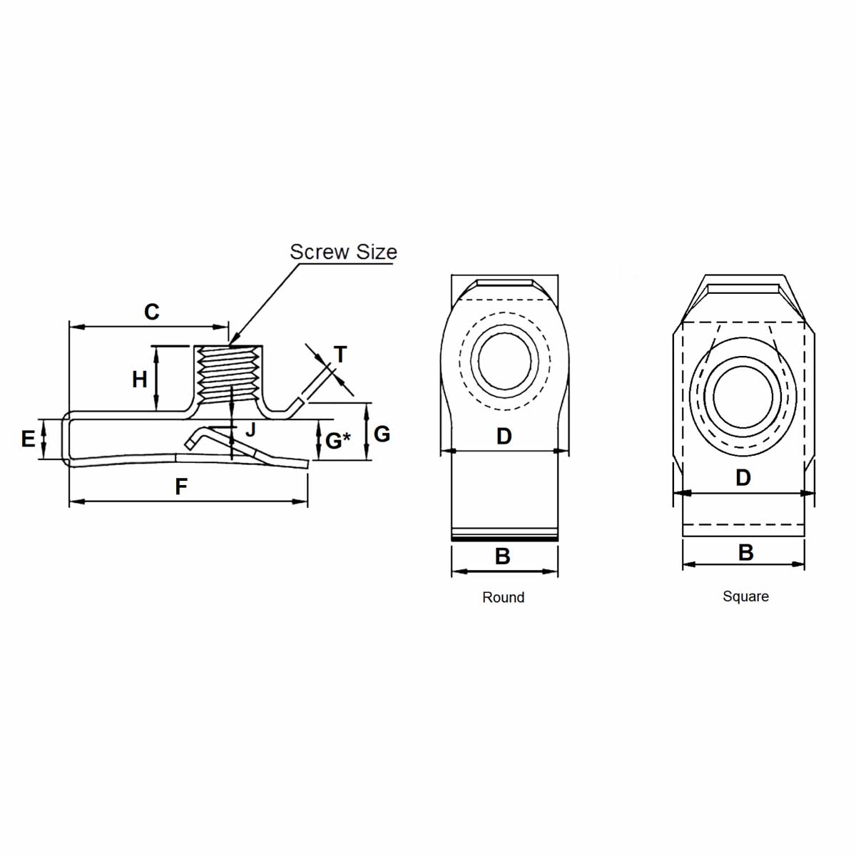 Karosseriemutter Zoll 3/8-16 (5 Stk.), zöllig, Karosseriemuttern, Schrauben Zoll & metrisch